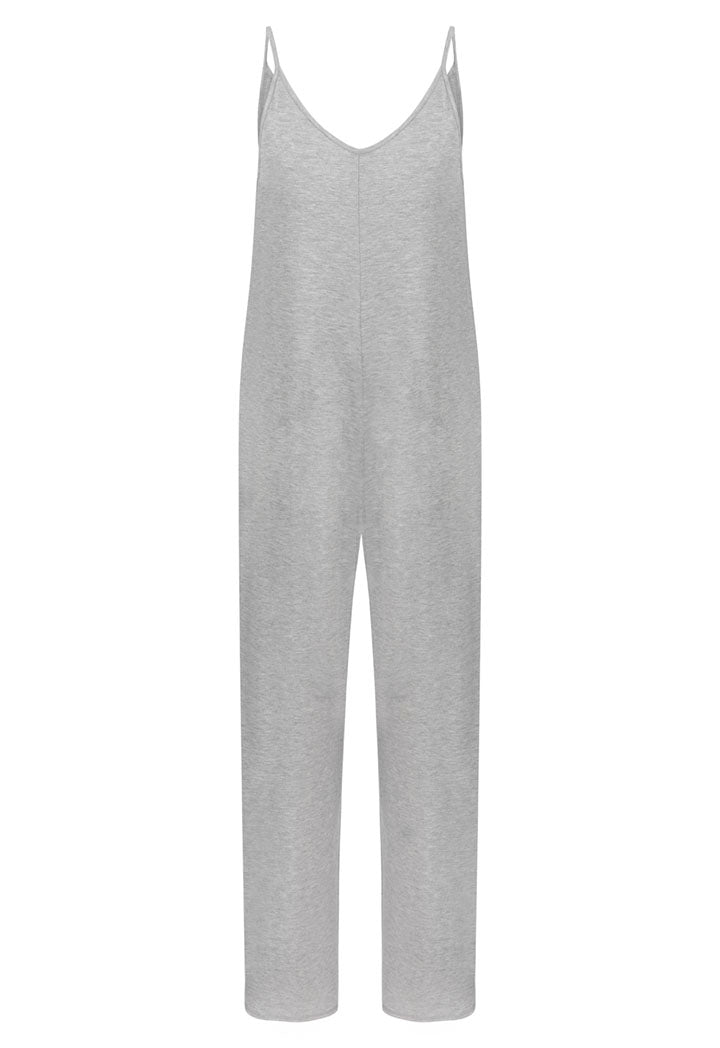 Nu Knit Spaghetti Strap Jumpsuit Grey