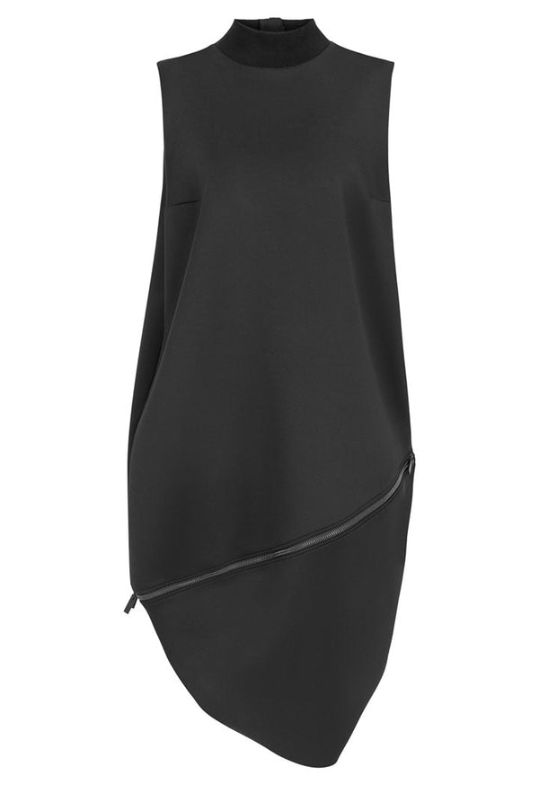 Nu Dress Zippefr Edge Black - Wardrobe Fashion