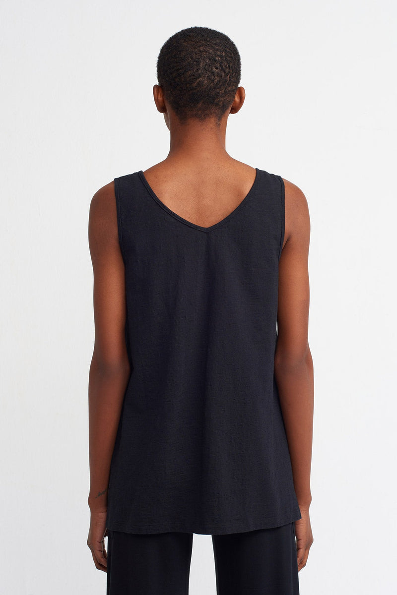 Nu Sleeveless V-Neck Blouse Black