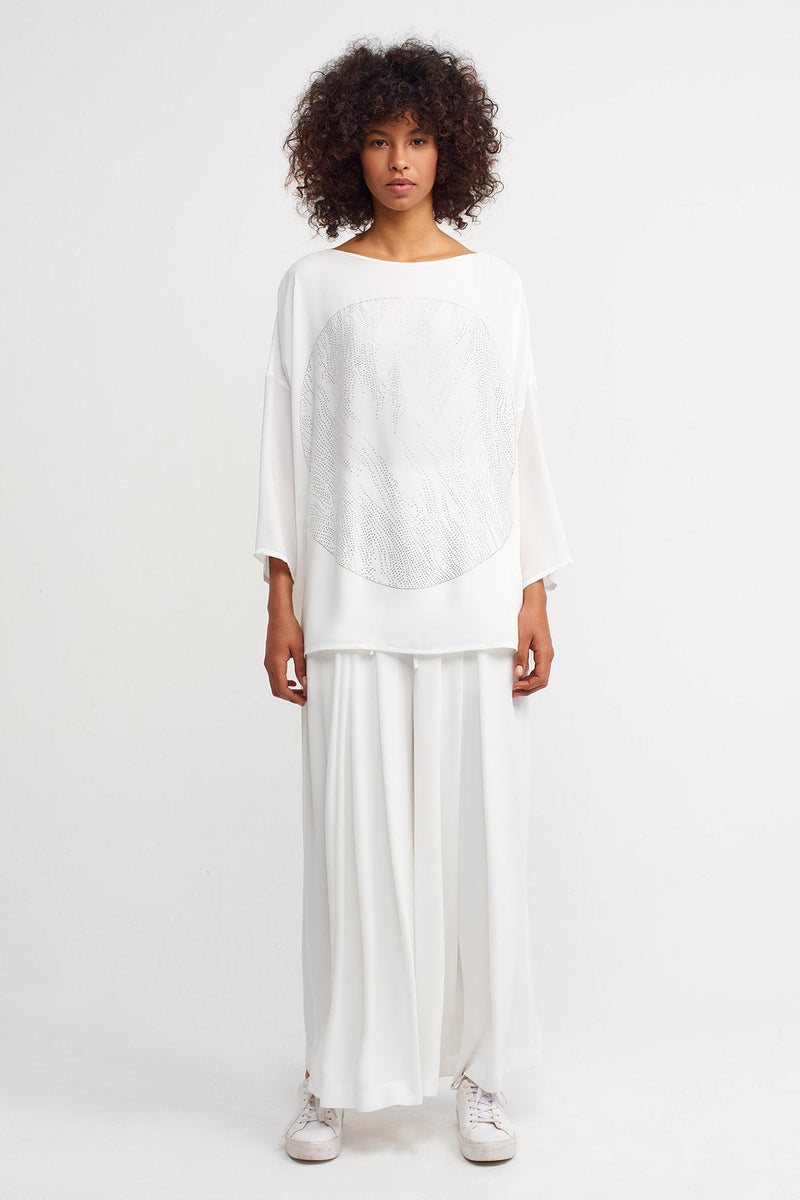 Nu Lurex Oversized Blouse Off White