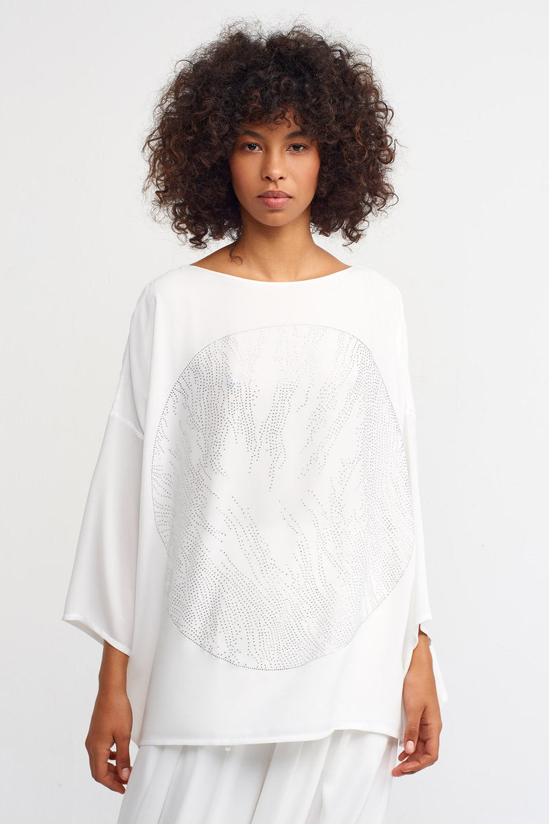 Nu Lurex Oversized Blouse Off White