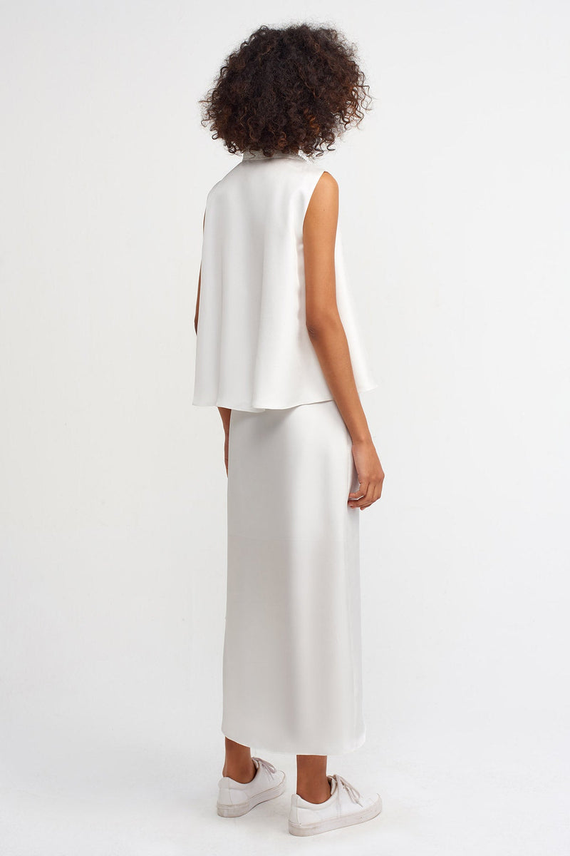 Nu Sleeveless Asymmetrical Blouse Off White