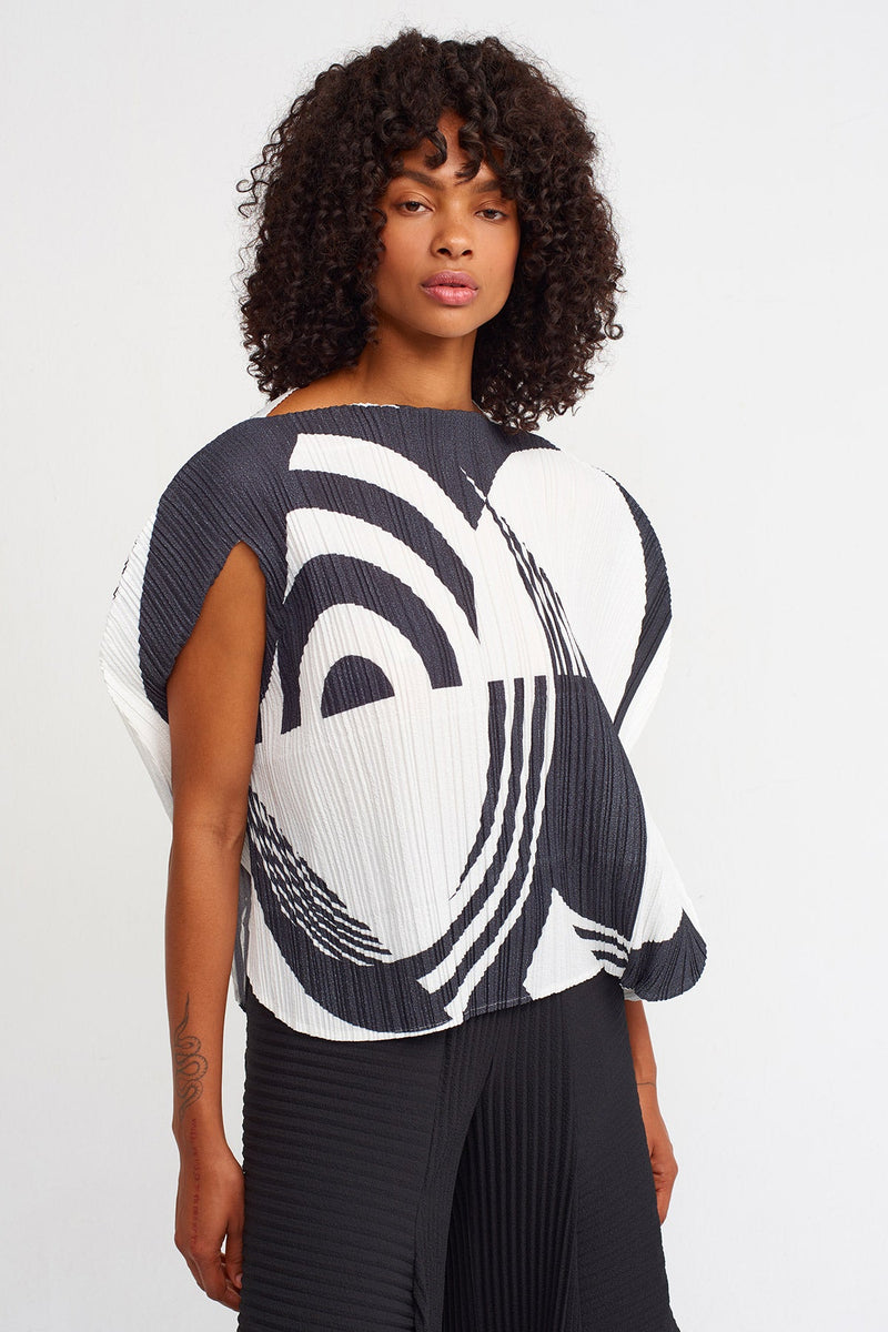 Nu Printed Egg-Shaped Blouse White/Black