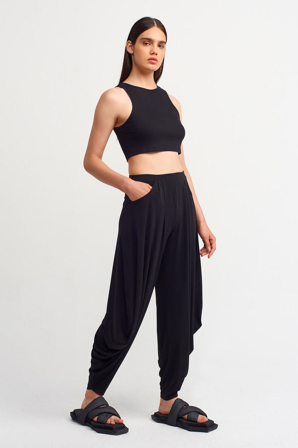 Nu Draped Detail Trouser Black