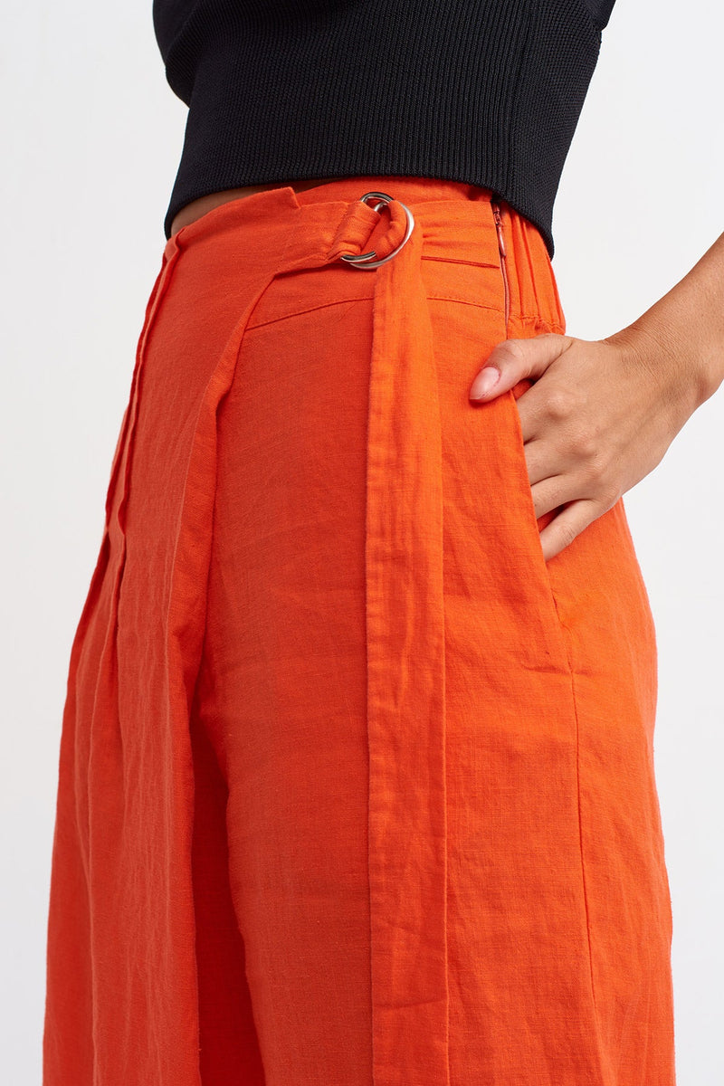 Nu Buckle Detail Palazzo Trouser Coral