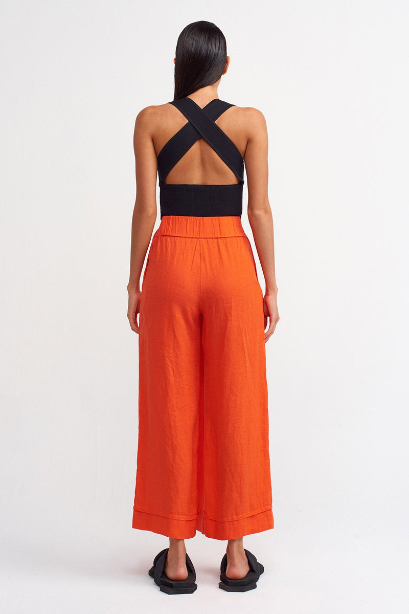 Nu Buckle Detail Palazzo Trouser Coral