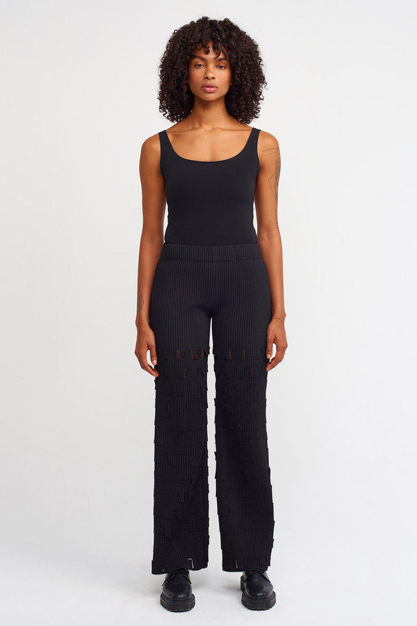 Nu Square Detail Pleated Trouser Black