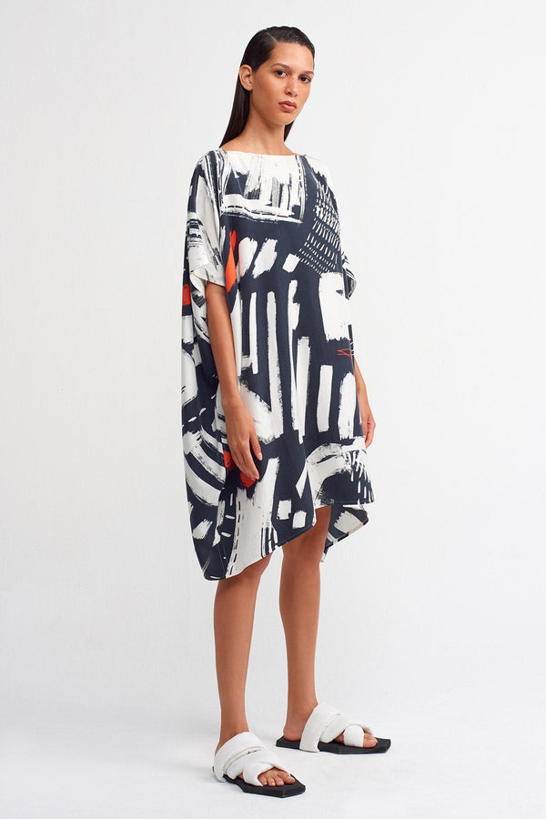 Nu Printed Short Dress Black/Off White