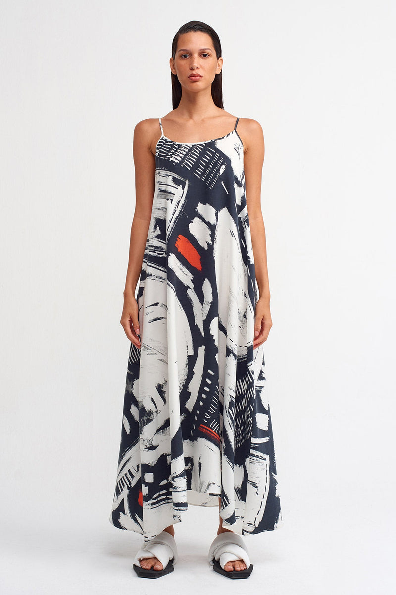 Nu Printed Maxi Dress Black/Off White