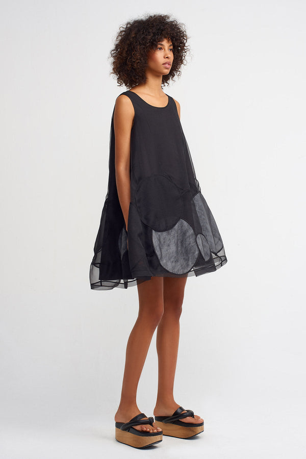 Nu Patch Detail Organza Dress Black