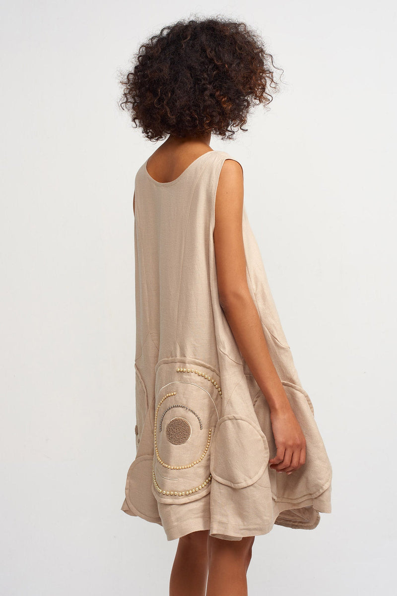 Nu Patch With Embellished Dress Beige