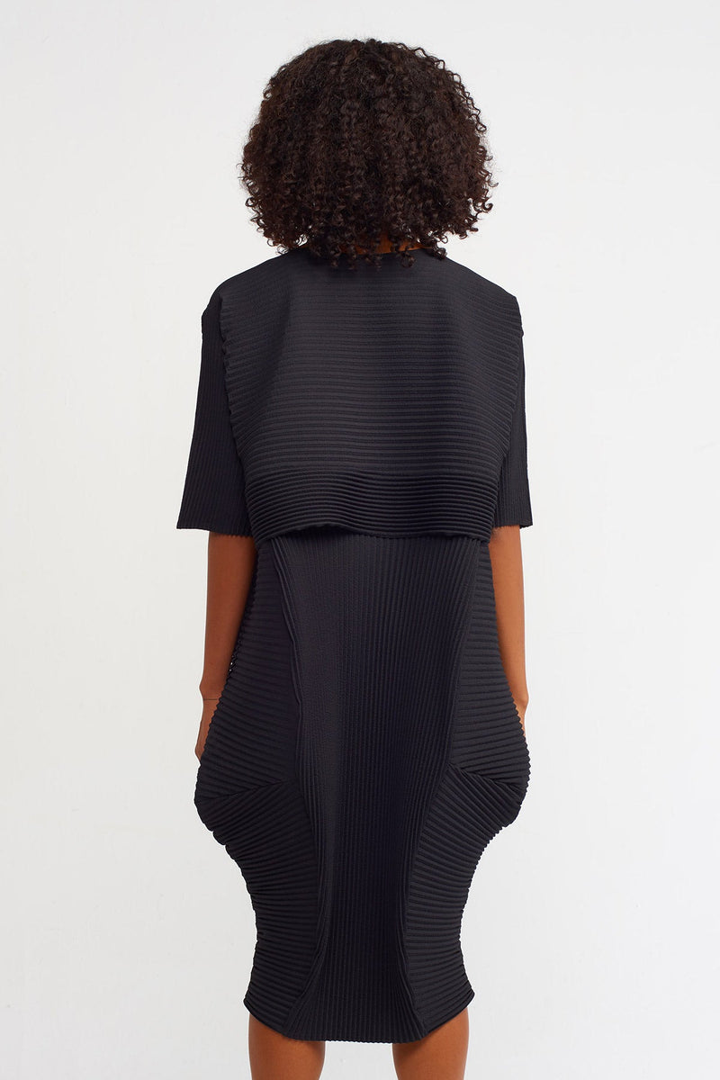 Nu Egg-Shaped Pleated Dress Black