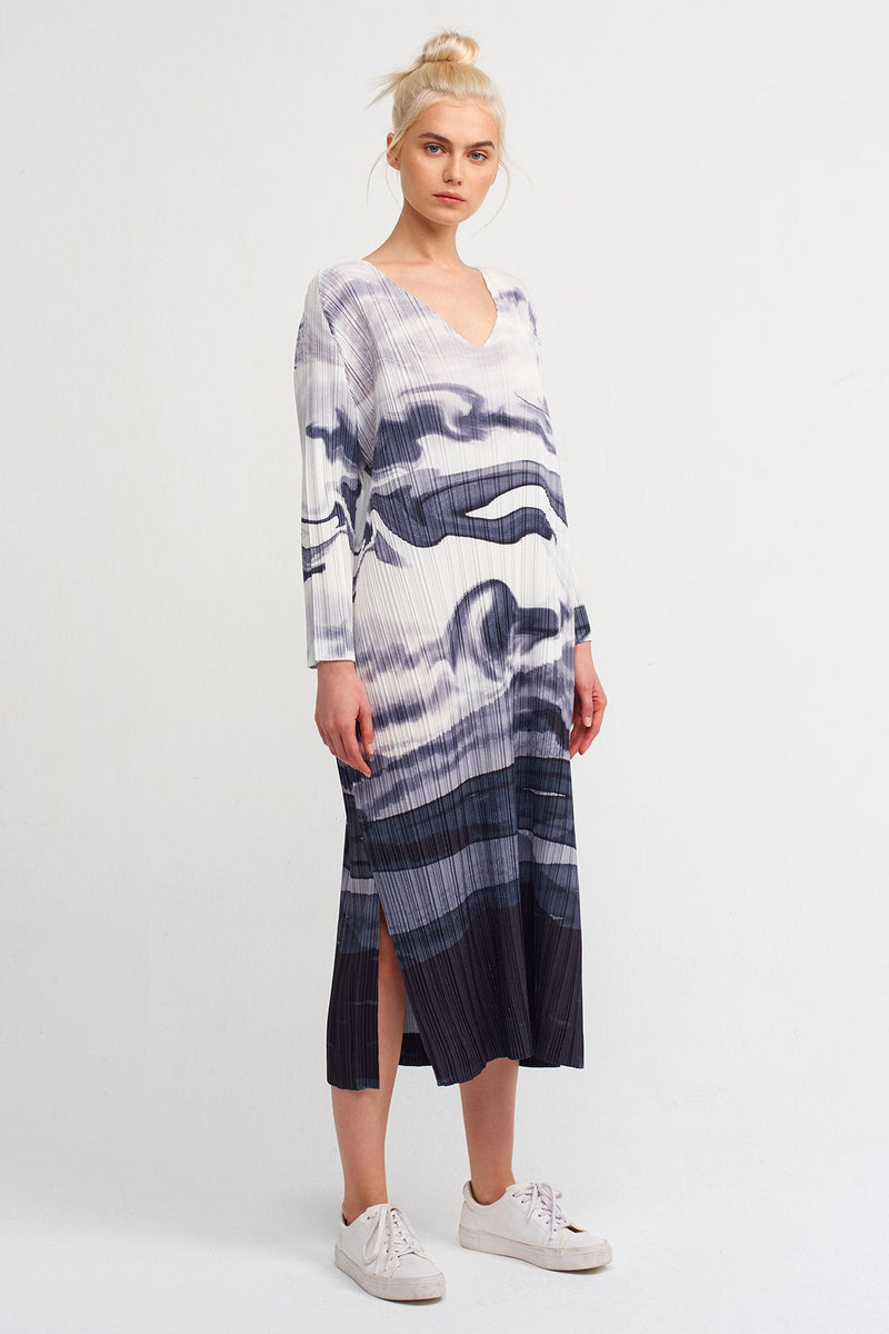 Nu Printed Pleated Dress Multicolor