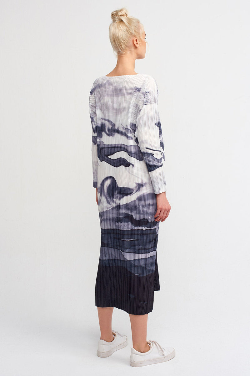 Nu Printed Pleated Dress Multicolor