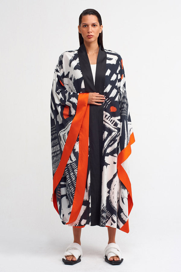 Nu Printed Wide Sleeve Outerwear Black/Off White