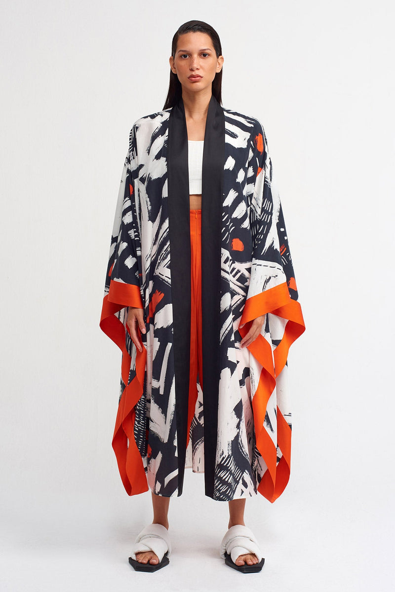 Nu Printed Wide Sleeve Outerwear Black/Off White