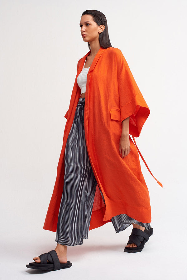 Nu Wide Sleeve Kimono Outerwear Coral