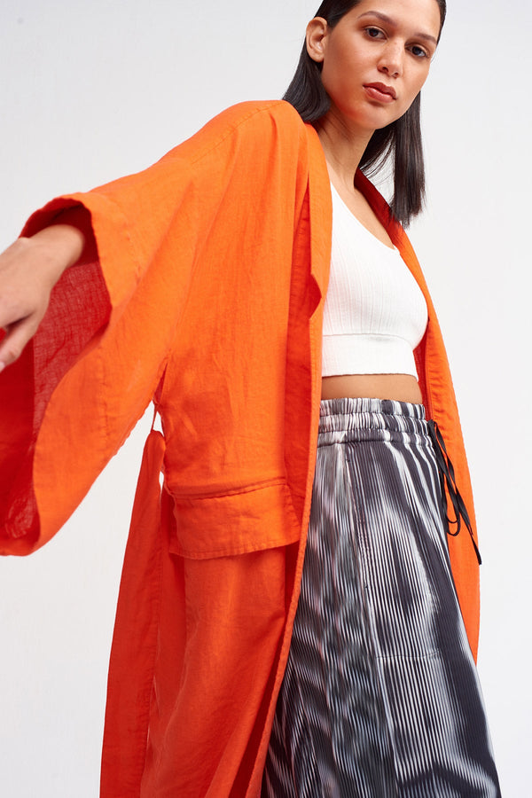 Nu Wide Sleeve Kimono Outerwear Coral