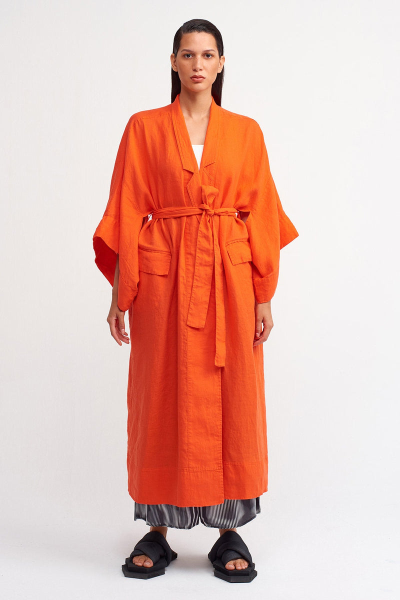 Nu Wide Sleeve Kimono Outerwear Coral