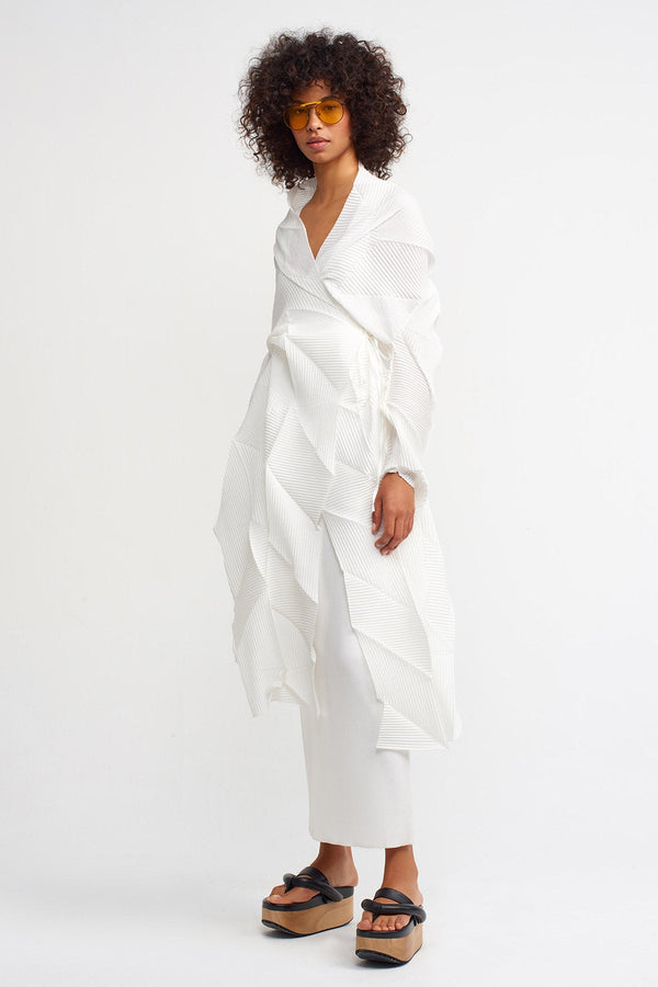 Nu Patch Detail Pleated Outerwear Off White