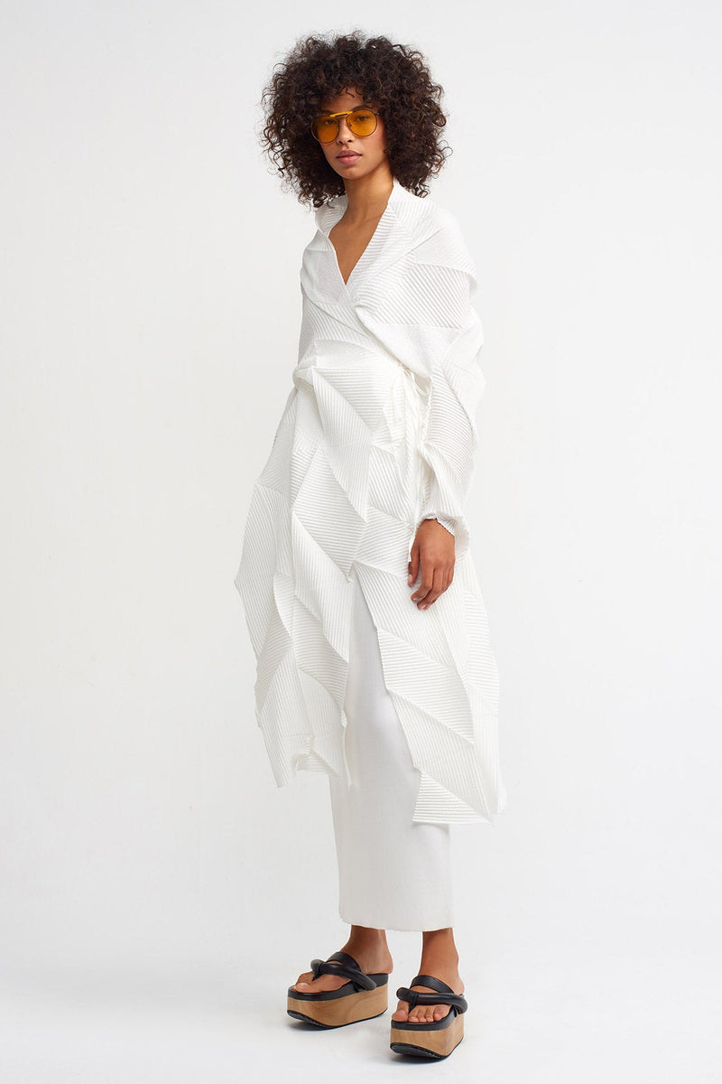 Nu Patch Detail Pleated Outerwear Off White