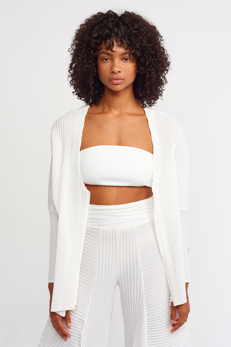 Nu Zip Up Pleated Outerwear Off White