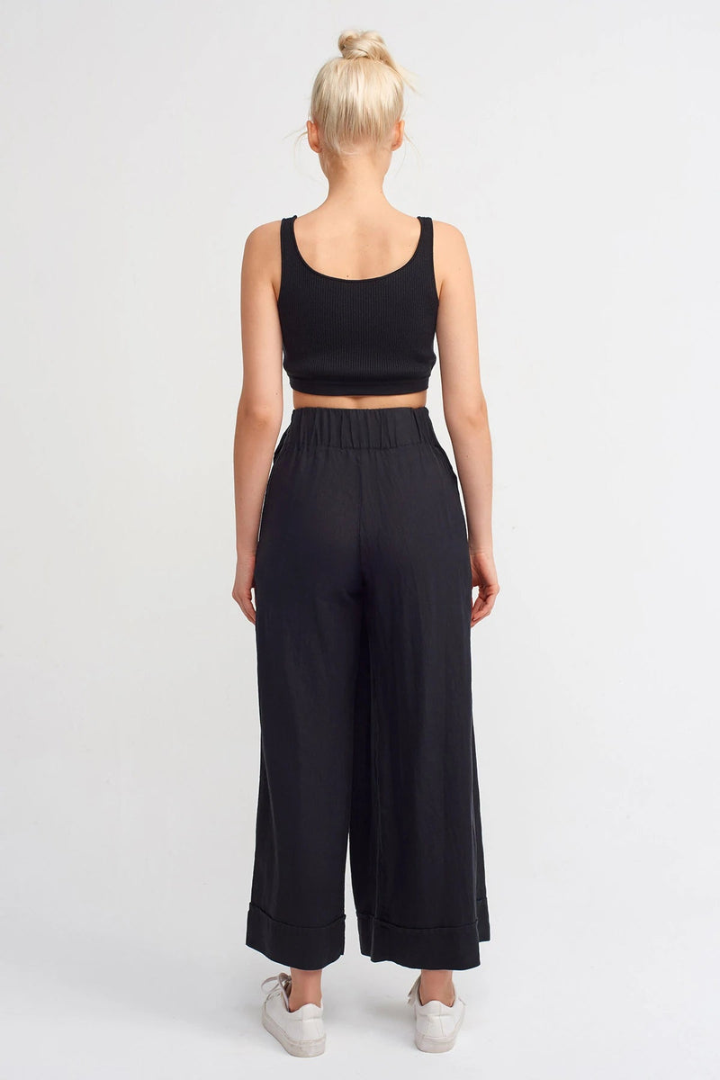 Nu Buckle Detail Palazzo Trouser Black