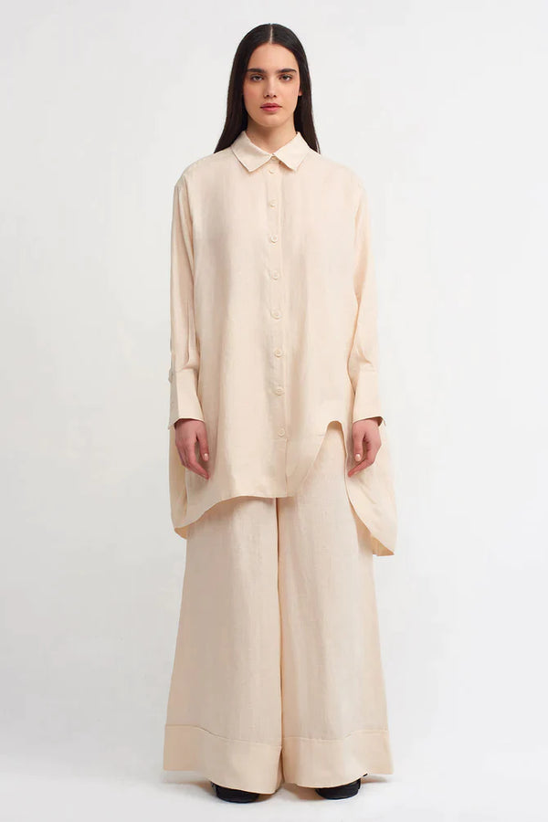 Nu Solid Oversize Long Shirt Natural