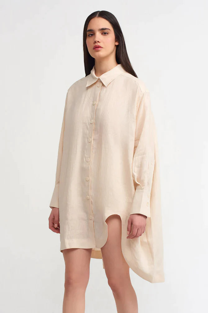 Nu Solid Oversize Long Shirt Natural