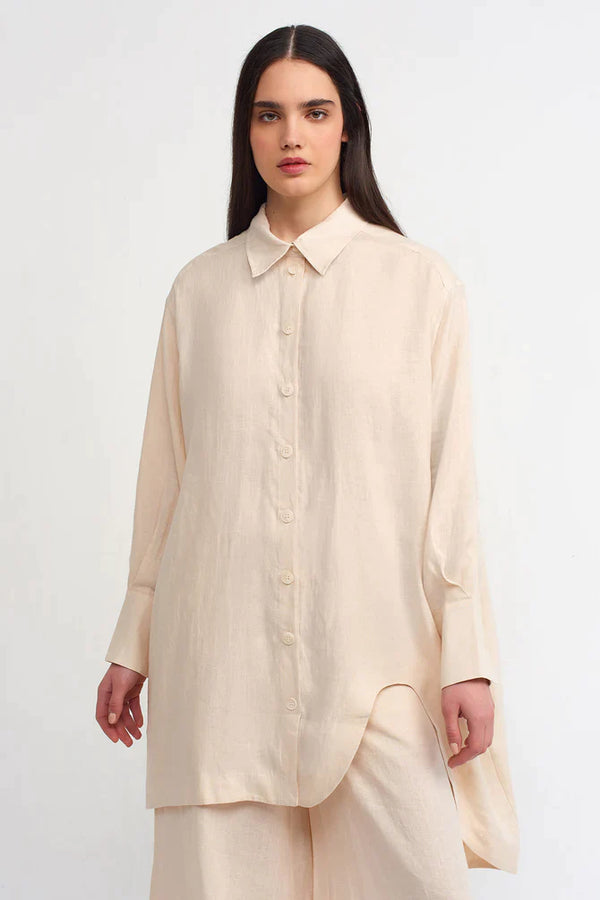 Nu Solid Oversize Long Shirt Natural