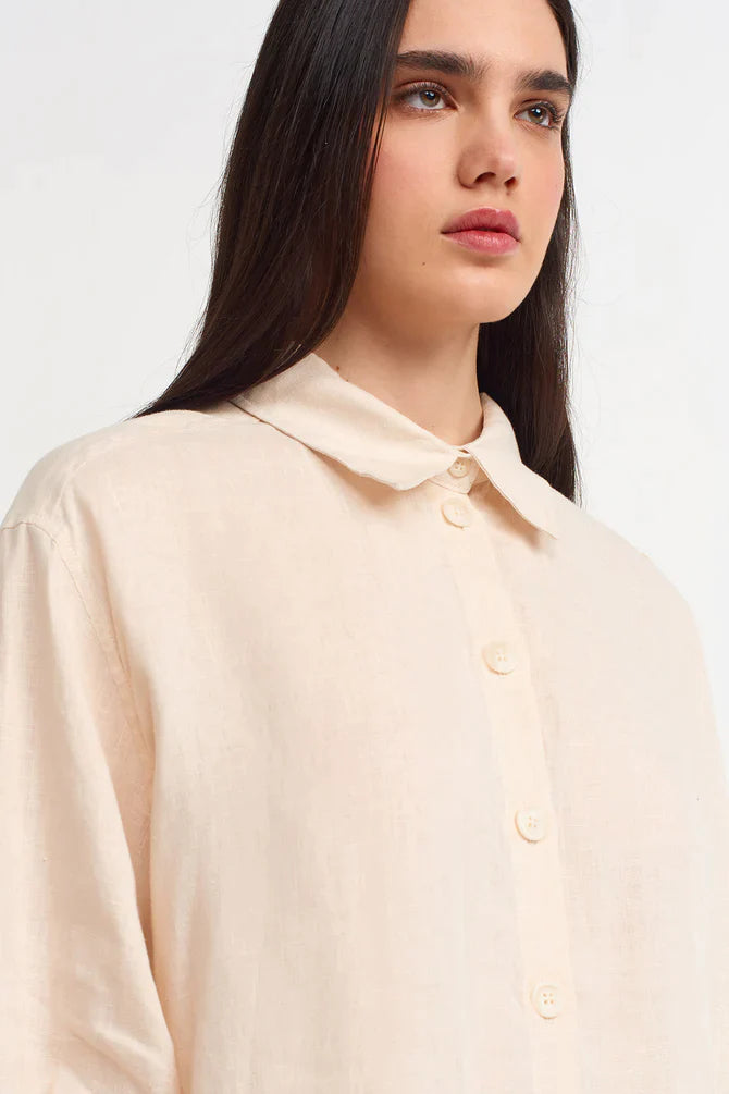 Nu Solid Oversize Long Shirt Natural