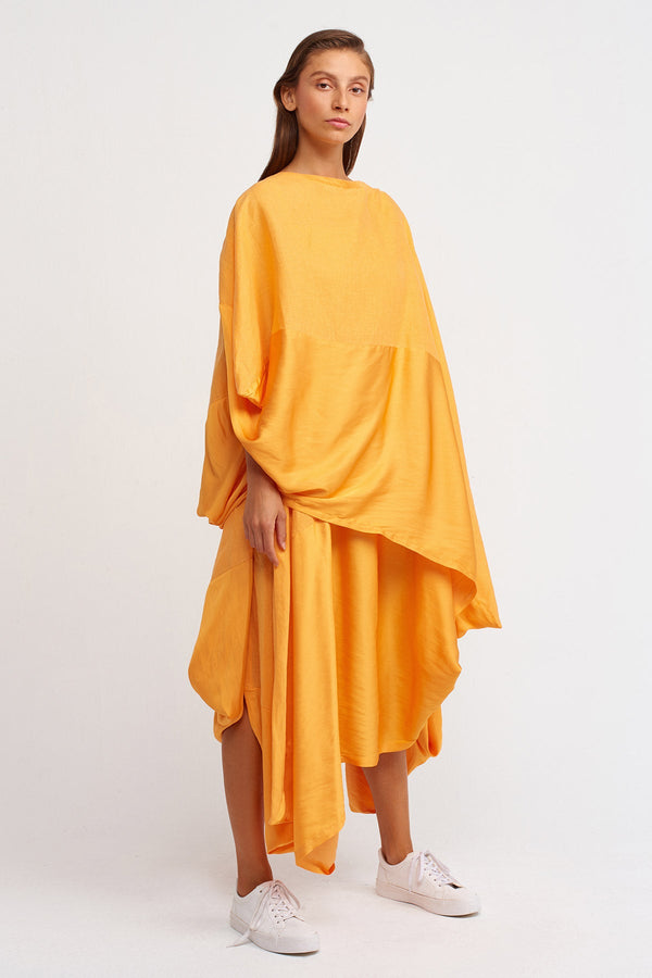 Nu Solid Asymmetrical Blouse Light Orange