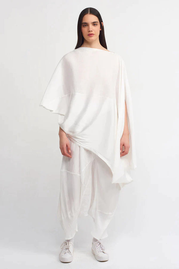 Nu Solid Asymmetrical Blouse Off White