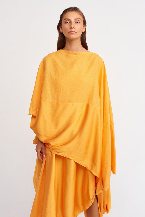 Nu Solid Asymmetrical Blouse Light Orange