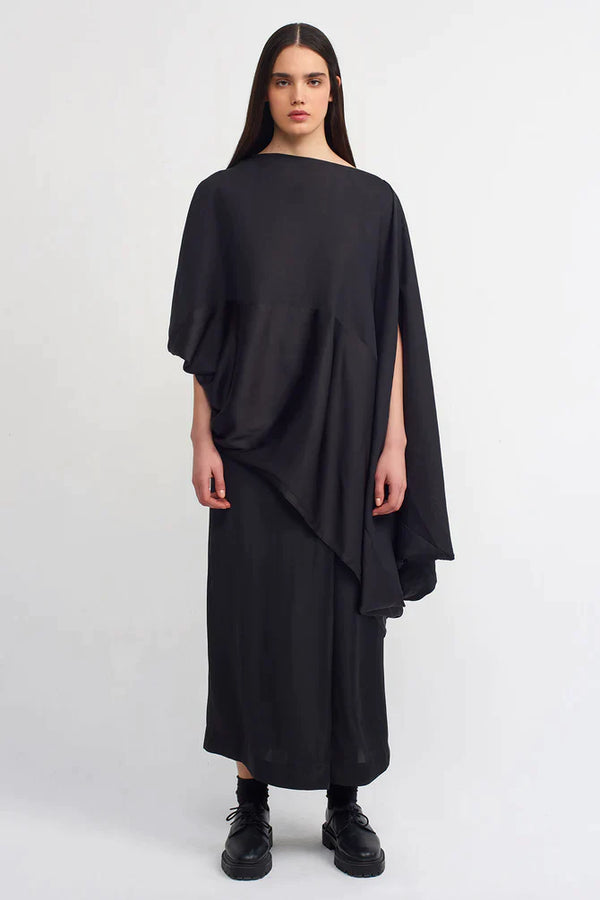 Nu Solid Asymmetrical Blouse Black