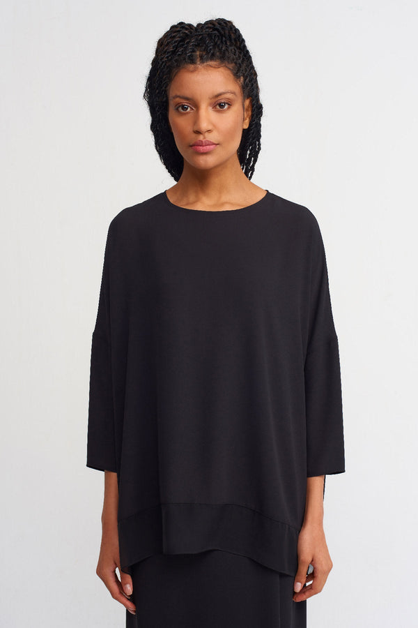 Nu Transparent Hem Blouse Black