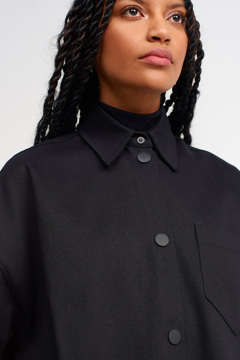 Nu Oversize Solid Denim Shirt Black