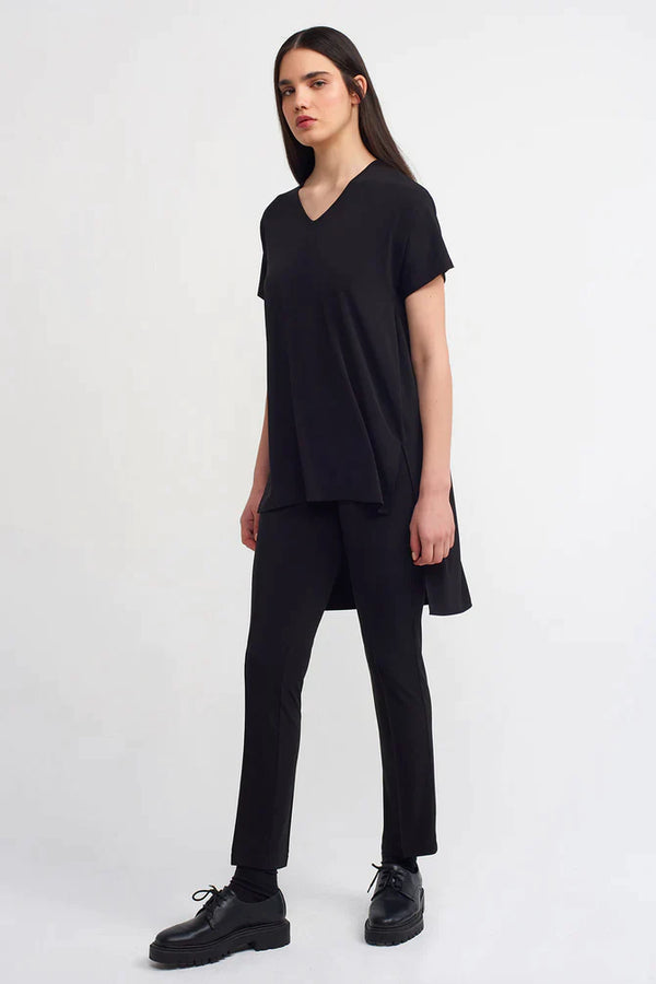 Nu Solid Long Back Top Black