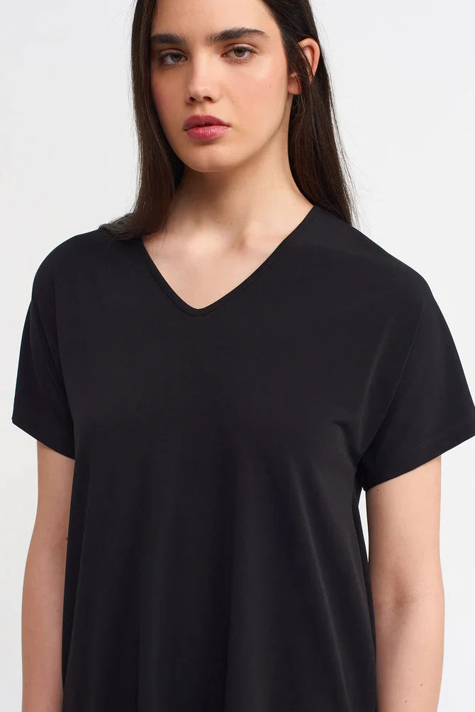 Nu Solid Long Back Top Black