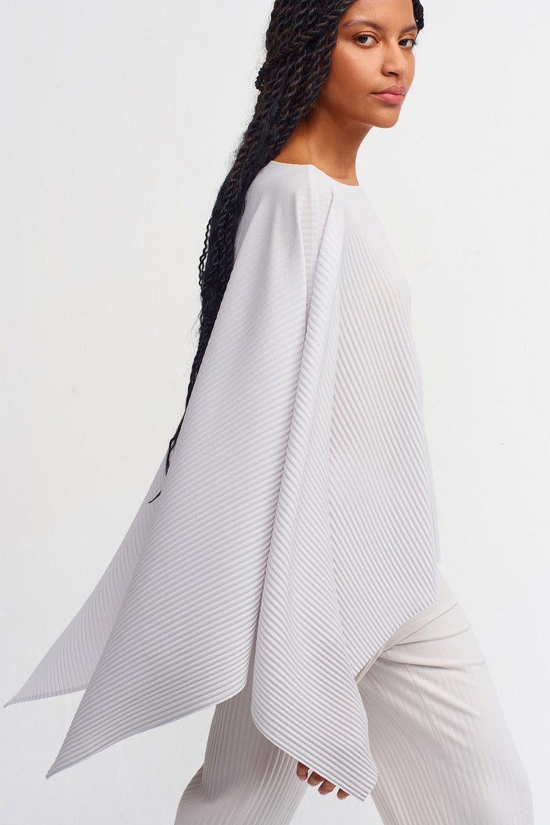 Nu Solid Asymmetrical Ribbed Blouse Ice