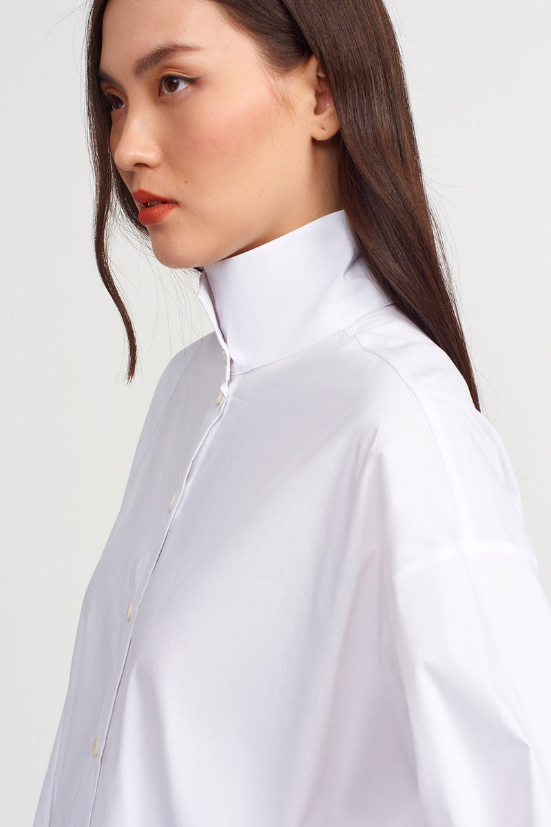 Nu Asymmetrical Hem Solid Shirt Off White