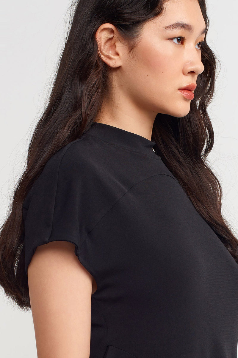 Nu Solid Asymmetrical Blouse Black