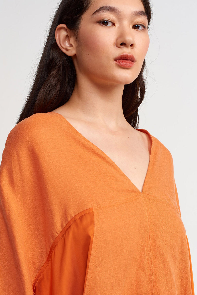 Nu Linen Mix Satin Blouse Amber