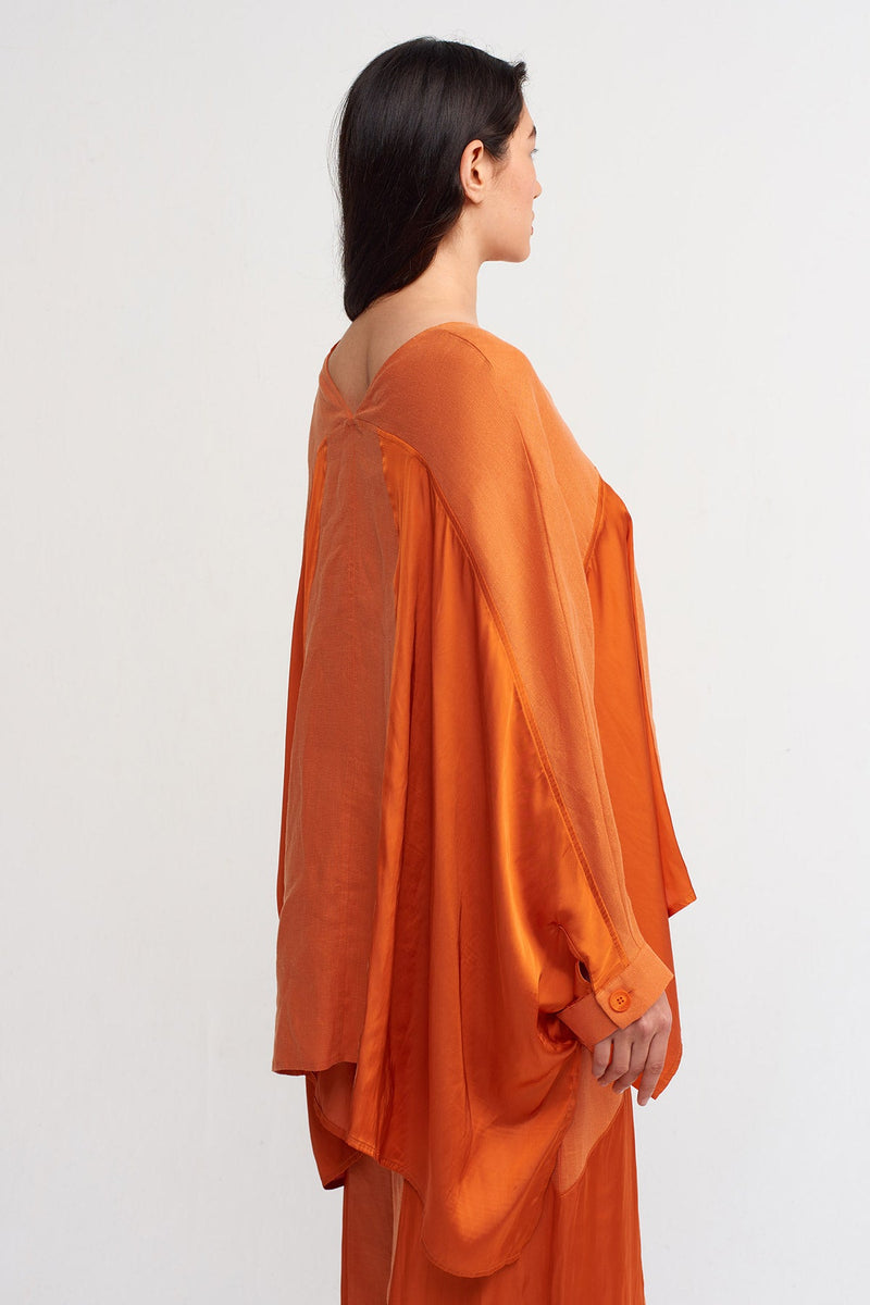 Nu Linen Mix Satin Blouse Amber