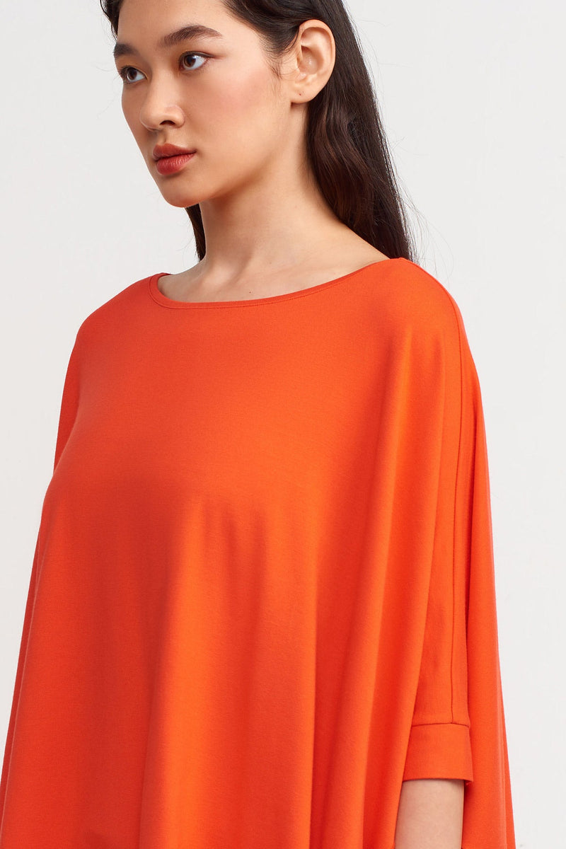 Nu Solid Asymmetrical Blouse Orange