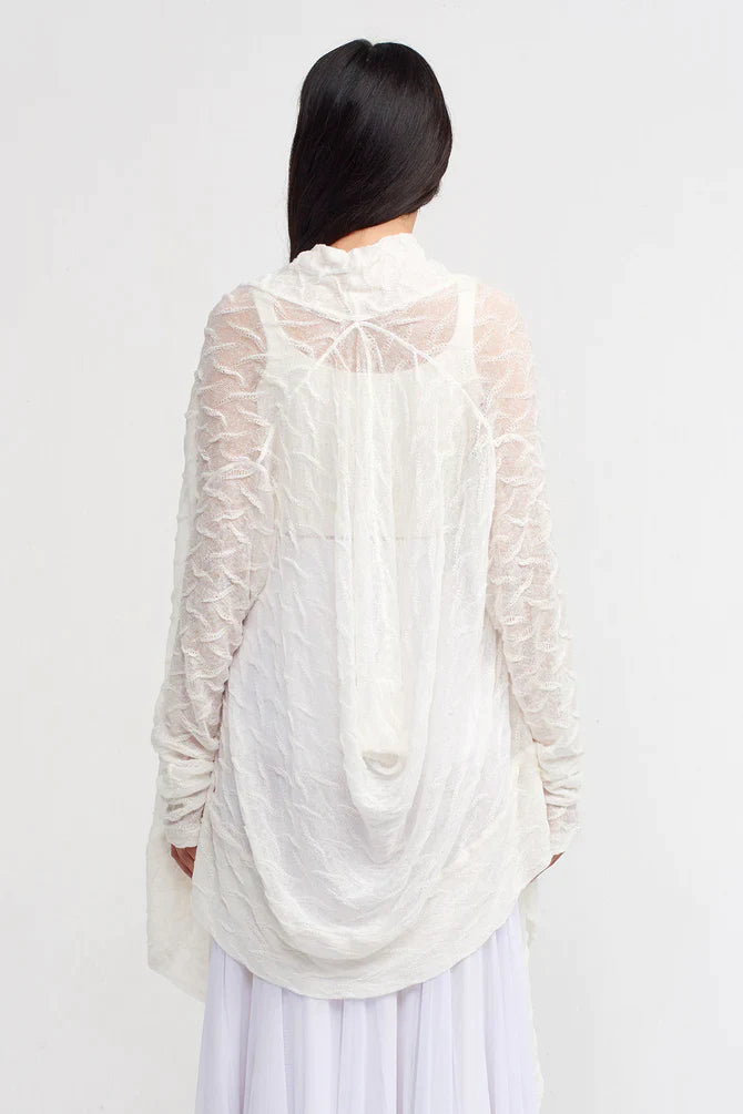 Nu Draped Collar Asymmetrical Blouse Off White