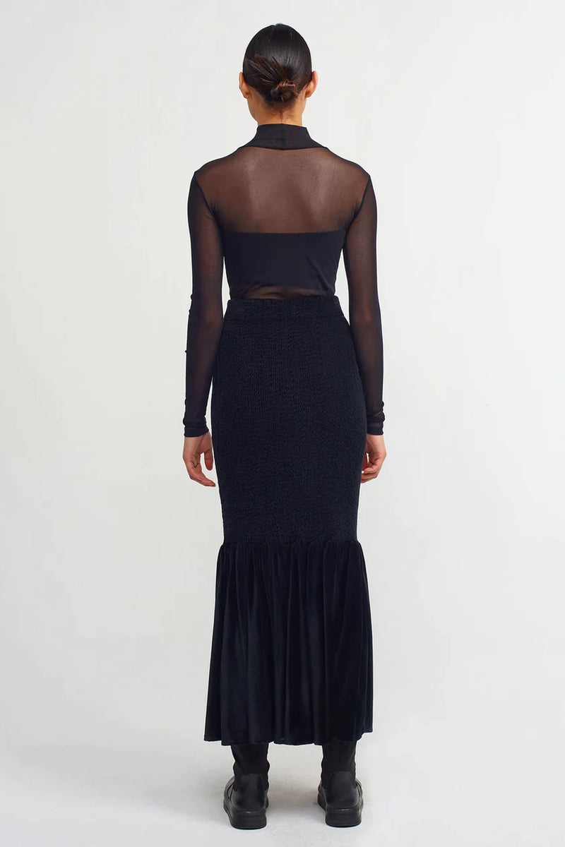 Nu Velvet Mermaid Maxi Skirt Black