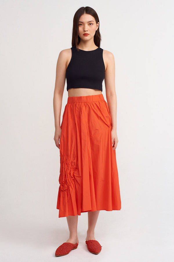 Nu Rubber Embroidered Taffeta Skirt Orange