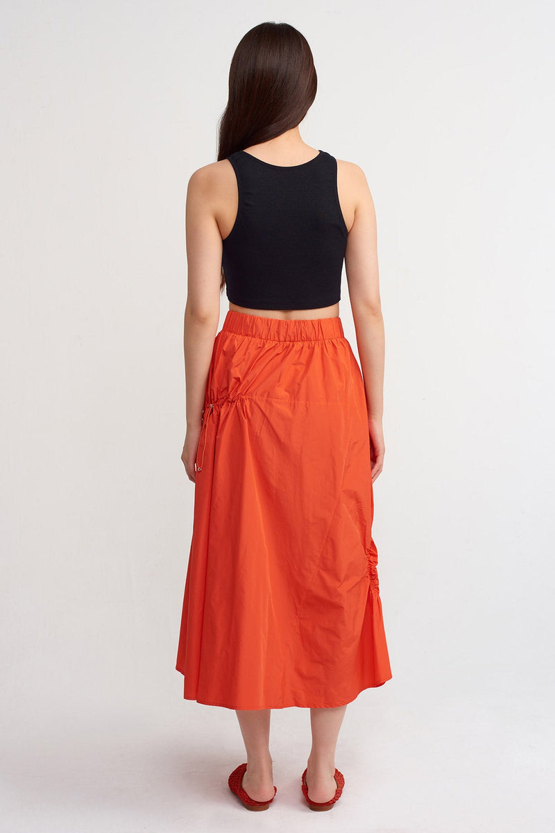 Nu Rubber Embroidered Taffeta Skirt Orange