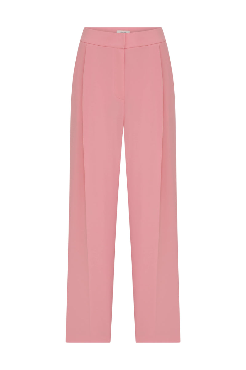 Roman Solid Silk Crepe Carrot Trousers Pink